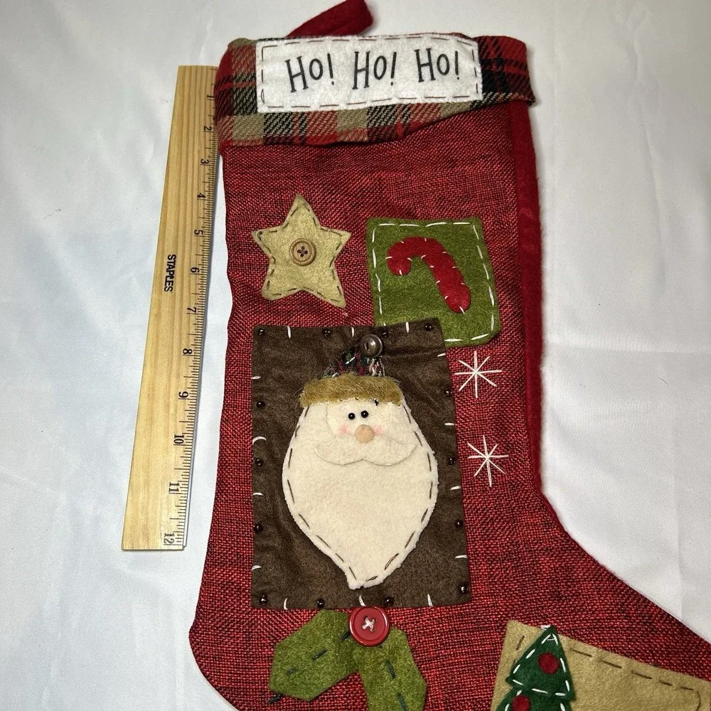 Hobby Lobby Christmas 2010 Stocking‎ Country Cottage Whimsical Santa Stitched